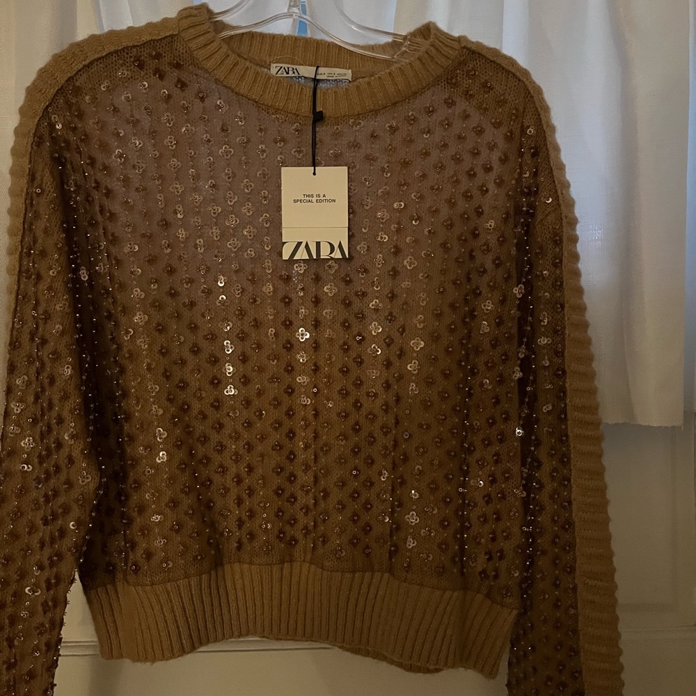 NWT ZARA “SPECIAL EDITION” Crystal Encrusted Pullover Sweater
